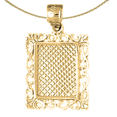 Colgante de placa con marco cortado a mano en plata de ley (chapado en rodio o oro amarillo)