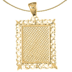 Sterling Silver Handcut Frame Plate Pendant (Rhodium or Yellow Gold-plated)