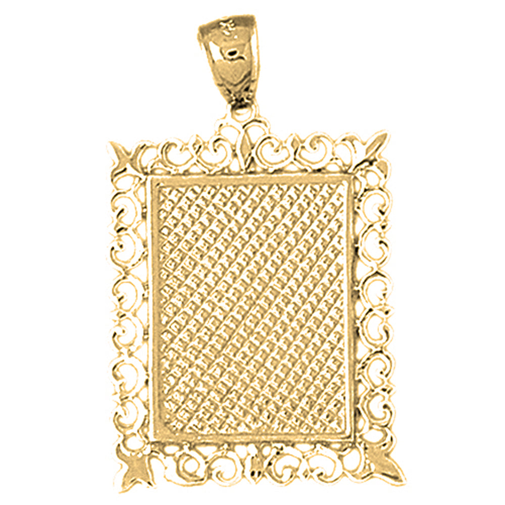 Yellow Gold-plated Silver Handcut Frame Plate Pendant