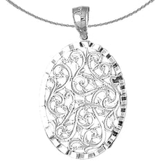 Sterling Silver Swirl Design Pendant (Rhodium or Yellow Gold-plated)