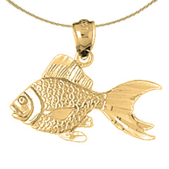 Sterling Silver Goldfish Pendant (Rhodium or Yellow Gold-plated)