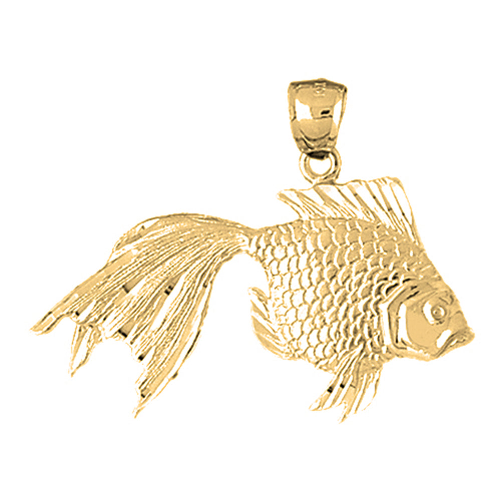 Yellow Gold-plated Silver Halibut Pendant