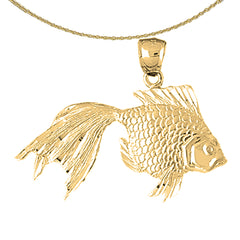 Sterling Silver Fantail Goldfish Pendant (Rhodium or Yellow Gold-plated)