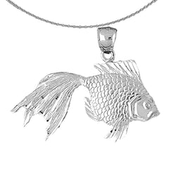 Sterling Silver Fantail Goldfish Pendant (Rhodium or Yellow Gold-plated)