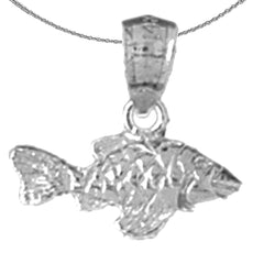 Sterling Silver Halibut Pendant (Rhodium or Yellow Gold-plated)