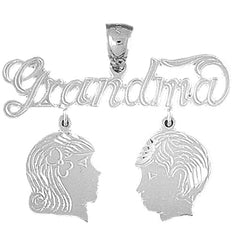 Sterling Silver Grandma With Son And Daughter Pendant