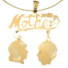Sterling Silver Mother With Son And Daughter Pendant (Rhodium or Yellow Gold-plated)