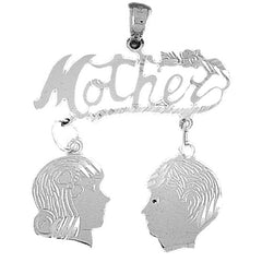 Sterling Silver Mother With Son And Daughter Pendant