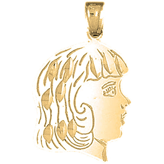 Yellow Gold-plated Silver Girl Head Pendant