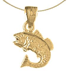 Sterling Silver Halibut Pendant (Rhodium or Yellow Gold-plated)