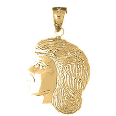 Yellow Gold-plated Silver Girl Head Pendant