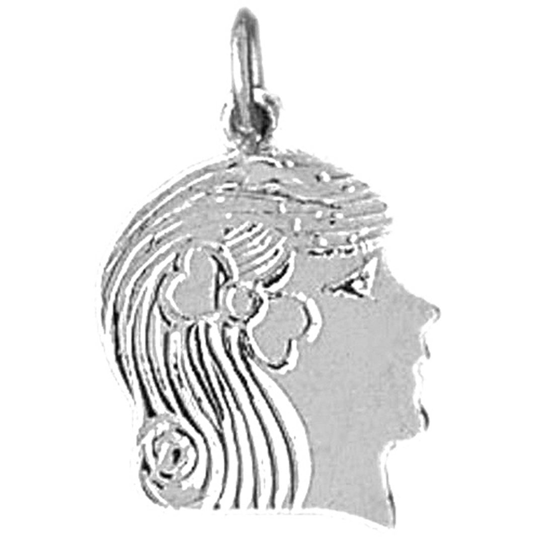 Sterling Silver Girl Head Pendant