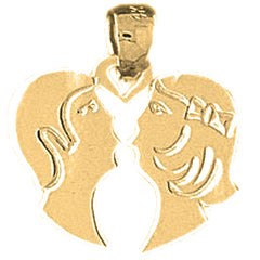 Yellow Gold-plated Silver Girl And Boy Pendant