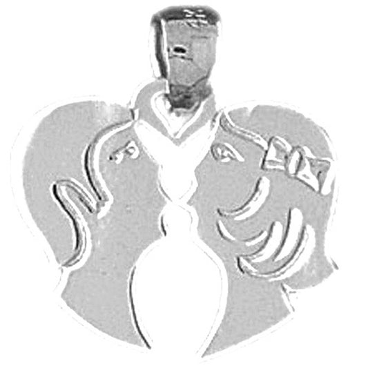 Sterling Silver Girl And Boy Pendant