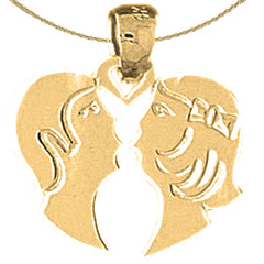 Sterling Silver Girl And Boy Pendant (Rhodium or Yellow Gold-plated)