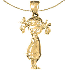 Sterling Silver Girl Pendant (Rhodium or Yellow Gold-plated)