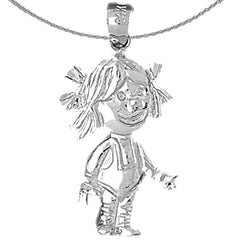 Sterling Silver Girl Pendant (Rhodium or Yellow Gold-plated)