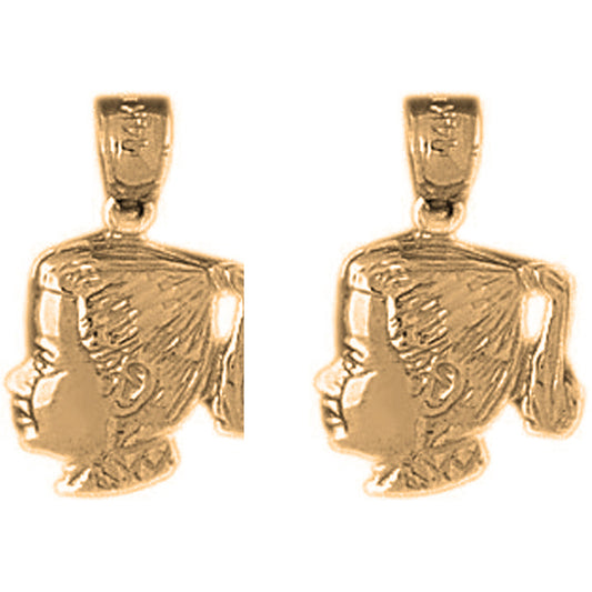 Yellow Gold-plated Silver 28mm Girl Earrings