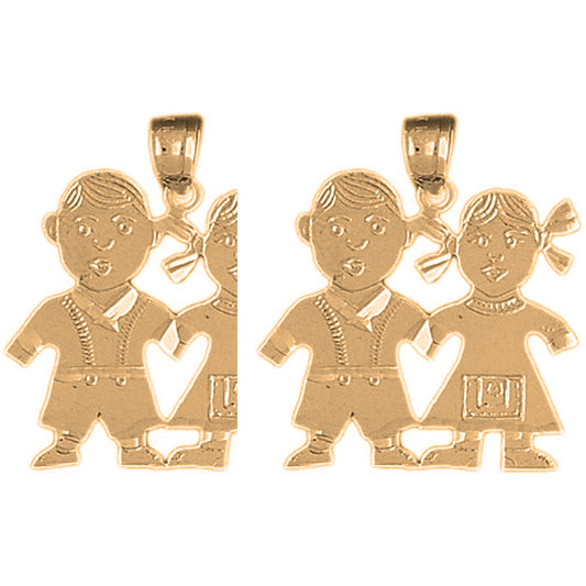 Yellow Gold-plated Silver 29mm Boy Earrings