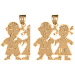 Yellow Gold-plated Silver 29mm Boy Earrings