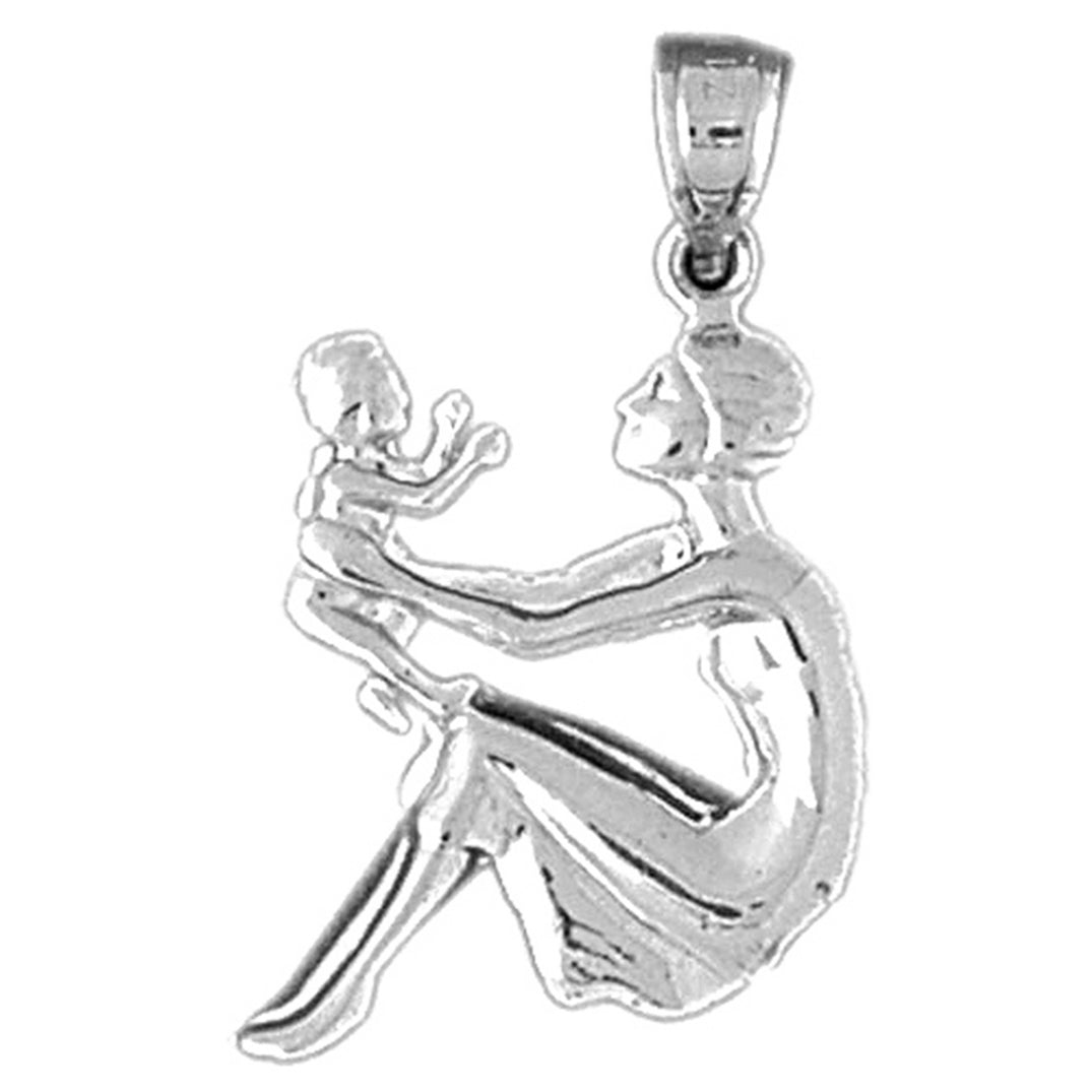 Sterling Silver Mother And Baby Pendants