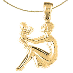 Sterling Silver Mother And Baby Pendants (Rhodium or Yellow Gold-plated)