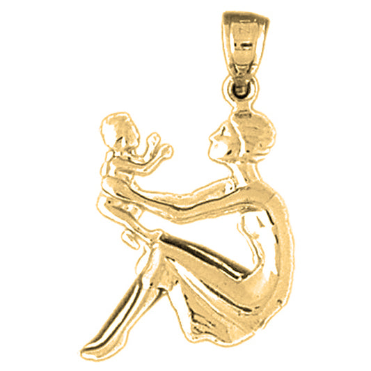 10K, 14K or 18K Gold Mother And Baby Pendant
