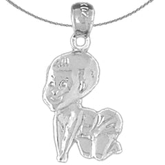 Sterling Silver Baby Pendants (Rhodium or Yellow Gold-plated)
