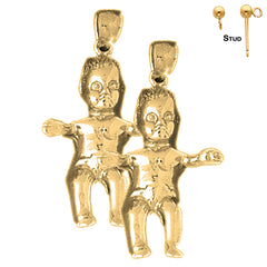 14K or 18K Gold 32mm Baby Earrings