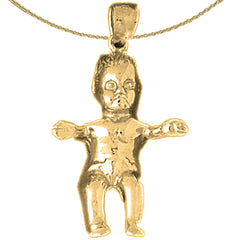 Sterling Silver Baby Pendants (Rhodium or Yellow Gold-plated)