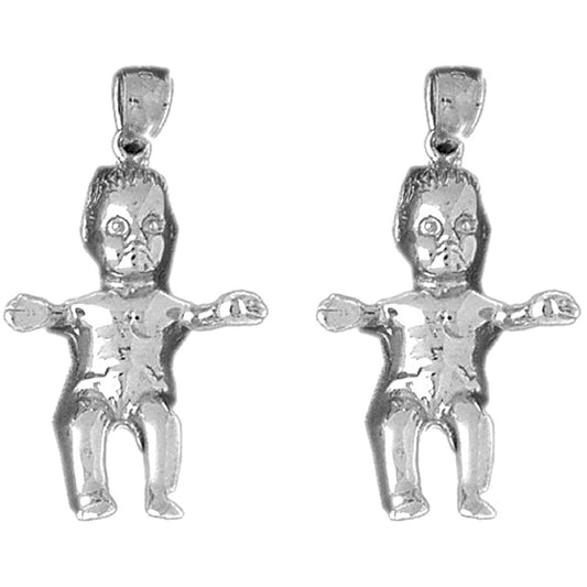 Sterling Silver 32mm Baby Earrings