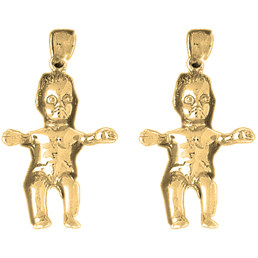 Yellow Gold-plated Silver 32mm Baby Earrings