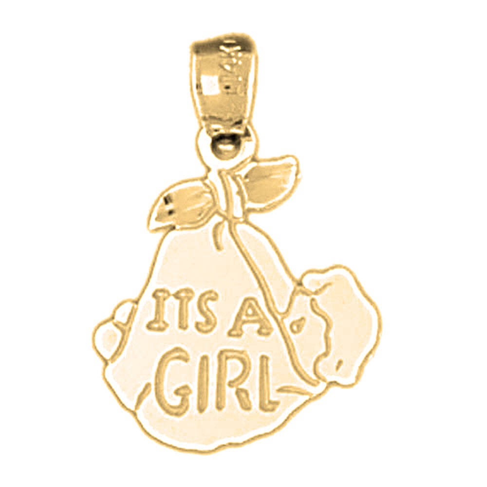Yellow Gold-plated Silver It's A Girl Pendants