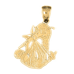 Yellow Gold-plated Silver Stork Baby Pendants