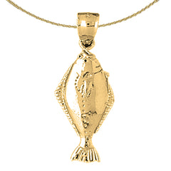 Sterling Silver Halibut Pendant (Rhodium or Yellow Gold-plated)