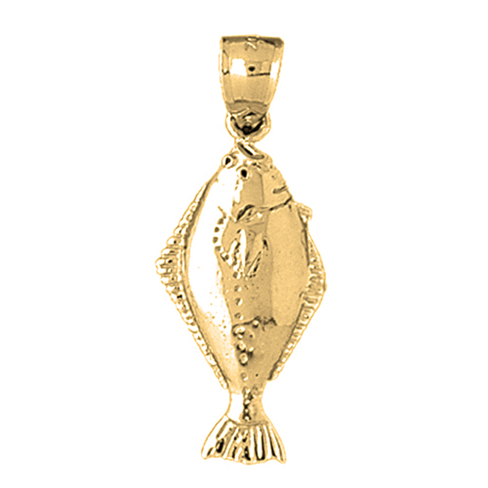 Yellow Gold-plated Silver Halibut Pendant