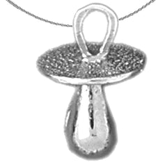 Sterling Silver 3D Pacifier Pendants (Rhodium or Yellow Gold-plated)