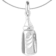 Sterling Silver Baby Bottle Pendants (Rhodium or Yellow Gold-plated)