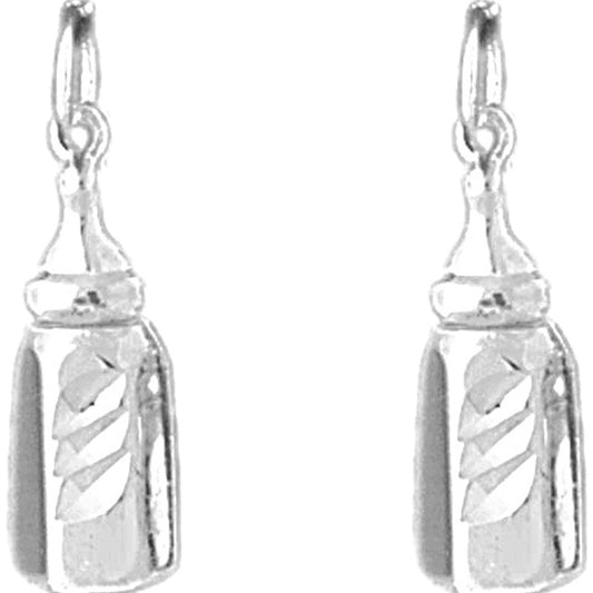 Sterling Silver 21mm Baby Bottle Earrings