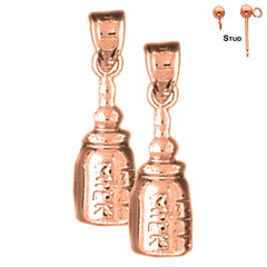 14K or 18K Gold 21mm Baby Bottle Earrings