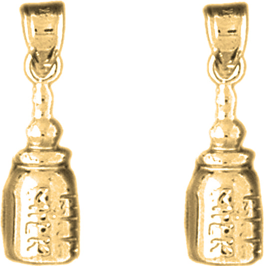 Yellow Gold-plated Silver 21mm Baby Bottle Earrings