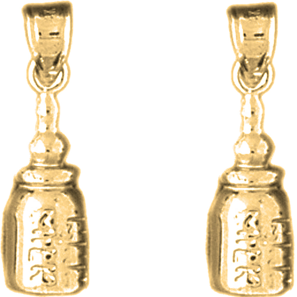 14K or 18K Gold 21mm Baby Bottle Earrings