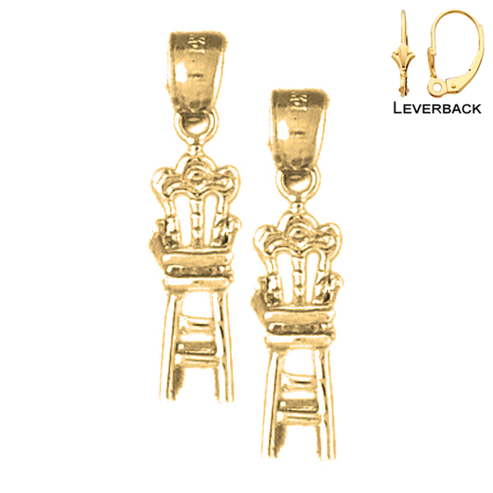 14K or 18K Gold 24mm 3D Baby Chair Earrings