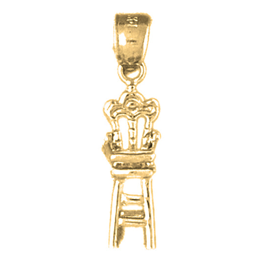 Yellow Gold-plated Silver 3D Baby Chair Pendants