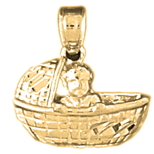 Yellow Gold-plated Silver Baby Basket Pendants
