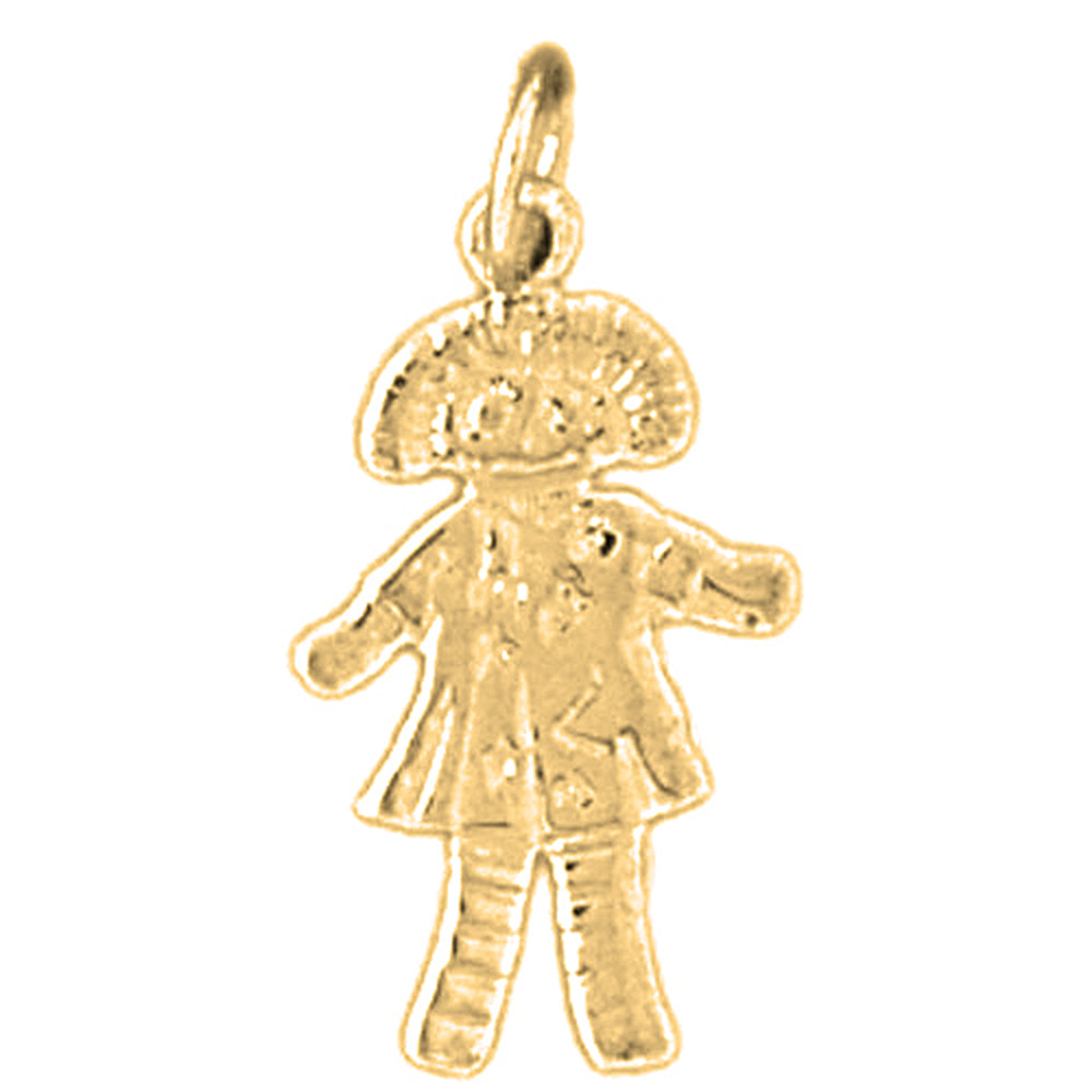 Yellow Gold-plated Silver Doll Pendants