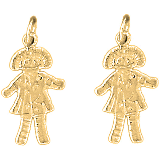 Yellow Gold-plated Silver 22mm Doll Earrings