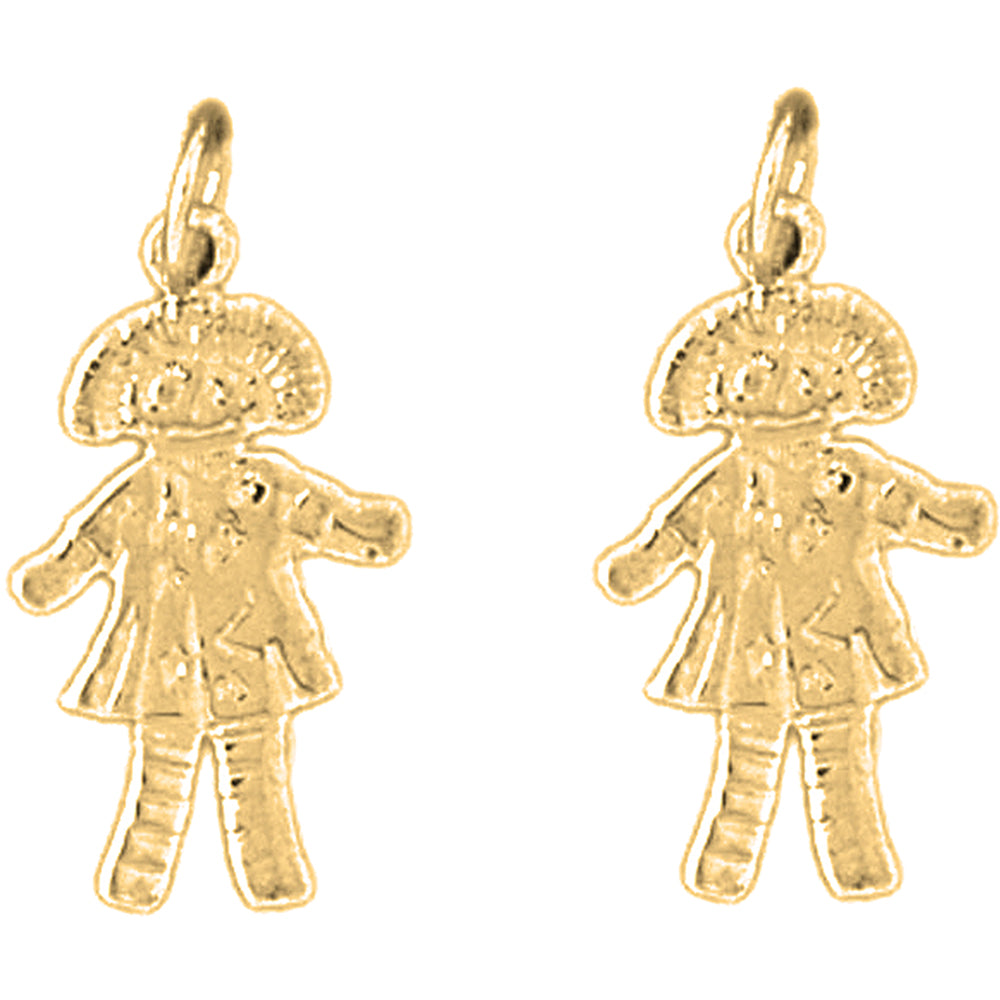 14K or 18K Gold 22mm Doll Earrings