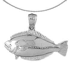 Sterling Silver Halibut Pendant (Rhodium or Yellow Gold-plated)