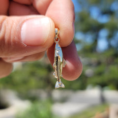 Sterling Silver Salmon Pendant (Rhodium or Yellow Gold-plated)